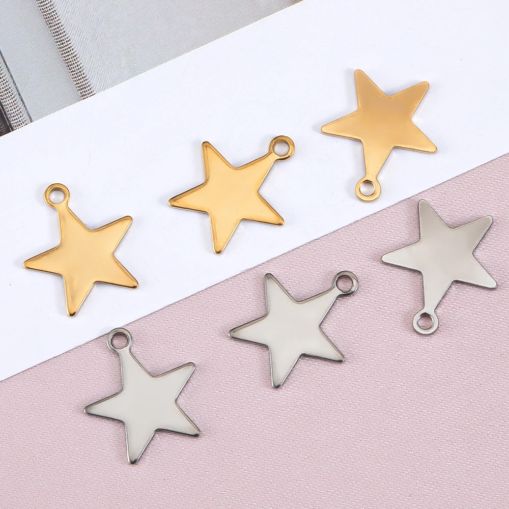 20pcs 50pcs Gold Color Stainless Steel Star Charms 12mm Pendant for DIY Jewelry Making Earrings Necklace Bracelet Components