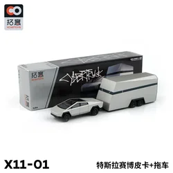 Xcartoys 1/64 Cybertruck Camping Trailer Alloy Model Mini Car Diecast Metal Pickup Trailer RV Model Kit Toys for Birthday Gift