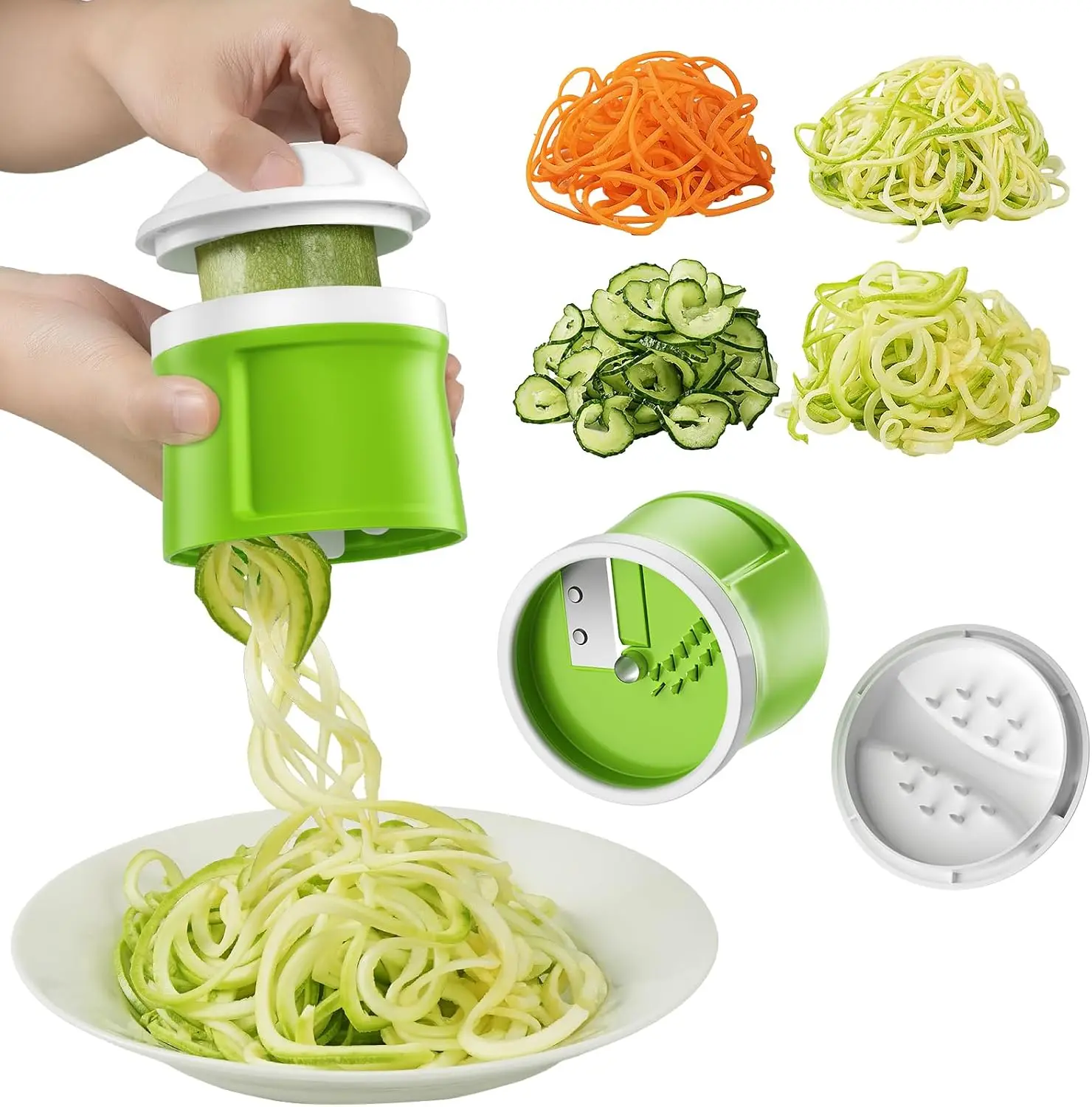 [All in 1] Safe Mandoline Veggie Slicer + Spiralizer for Kitchen | 0.1-8mm Adjustable Thickness, Rapid Prep Mandoline and Spiral
