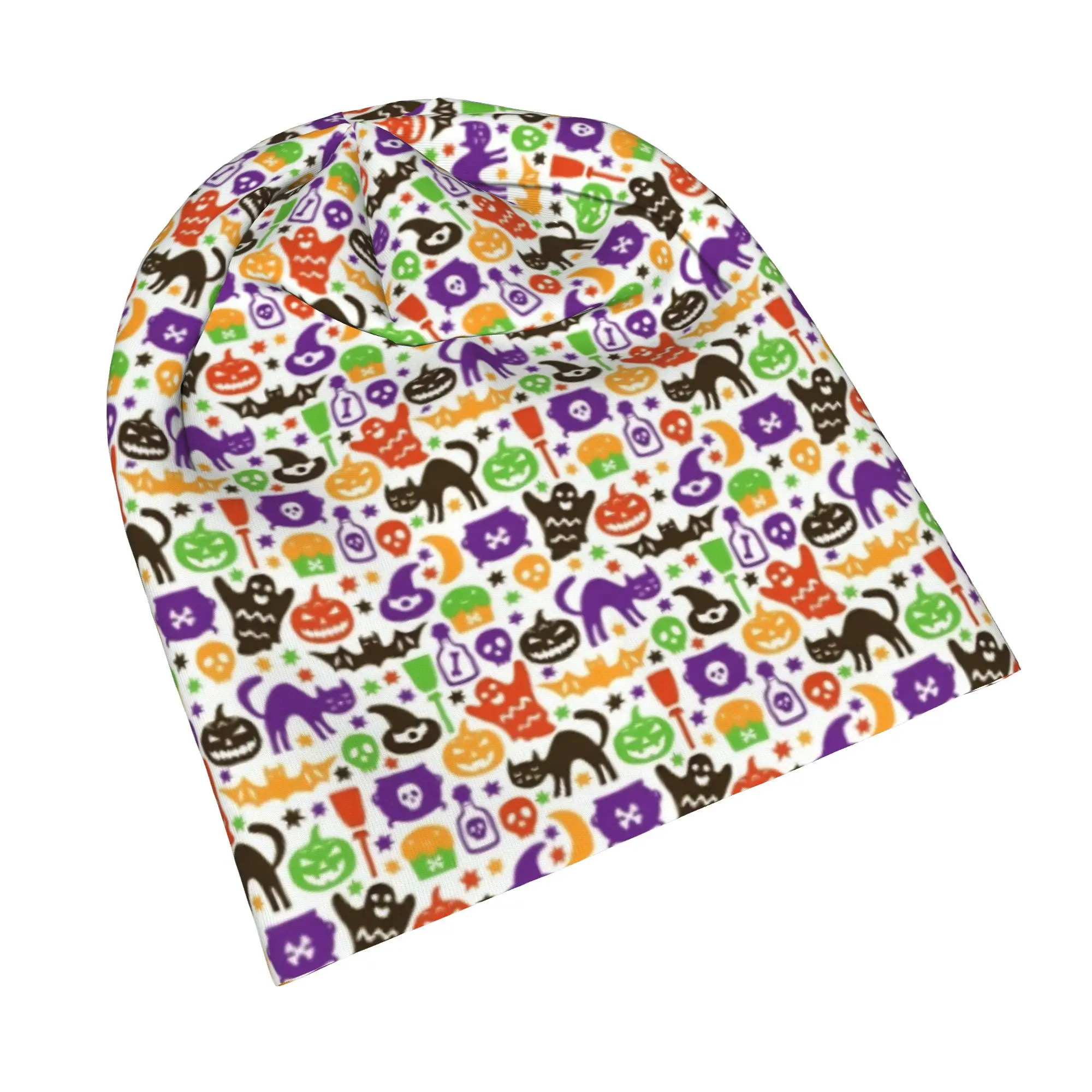 Halloween Ghost Pumpkin Spooky Trick Or Treat Witch Skull Cap Beanie Lightweight  Climbing Hat for Men Women