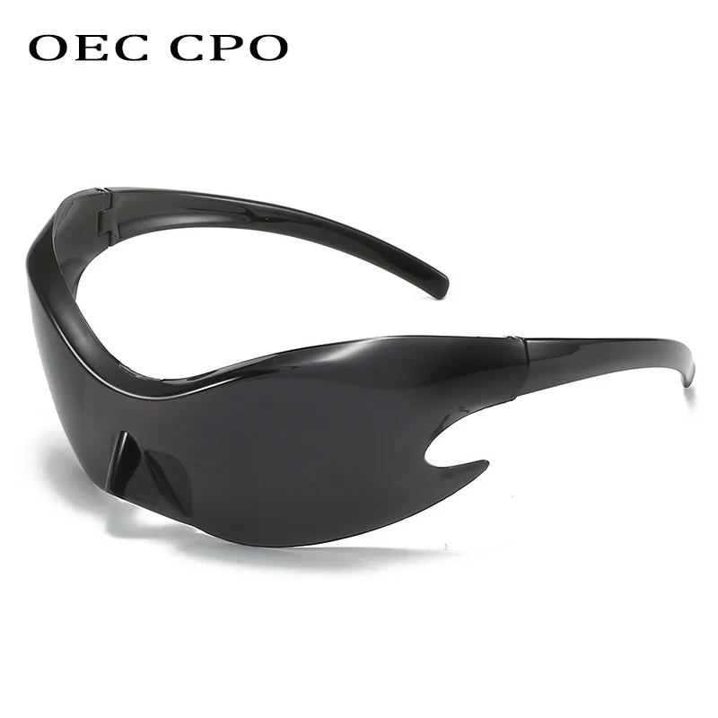 Oversized Goggles Punk Y2k Sunglasses Men Women Fashion 2000\'S Brand Mirror Sports Sun Glasses Female Rimless Eyewear Shades