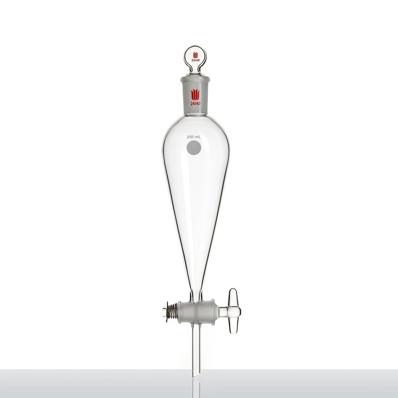 SYNTHWARE Separation funnel,250mL-1000mL,Upper ground joint,Lower branch pipe,Top glass stopper,4mm glass valve aperture,F78