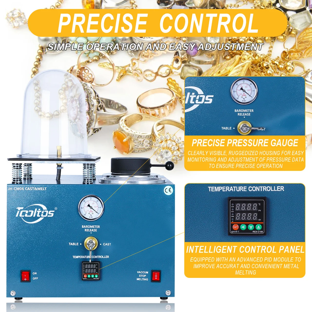 

Tooltos Lost Wax Jewelry Casting Machine - High Precision Vacuum Melting Tool, Professional Jewelry Making Equipment