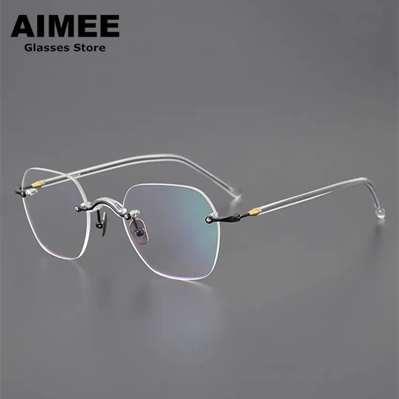 Fashion Design Titanium Rimless Glasses Frame Men Women Square Frameless Prescription Eyeglasses Optical Reading Eyewear Gafas