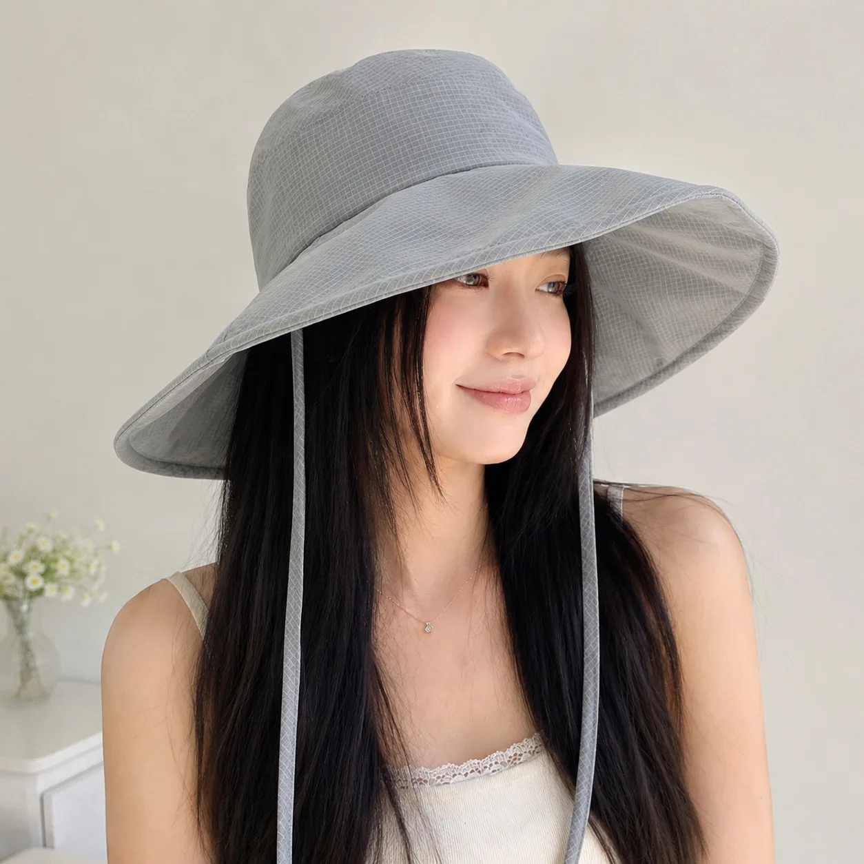 Wide-Brimmed Sunshade Bucket Hat for Women, Suitable for Ponytail, Quick-Dry Plaid Breathable Sun Protection Hat for Summer, Windproof with Uv Protection, Versatile for Outdoor Activities and Commuting, Available in Multiple Colors