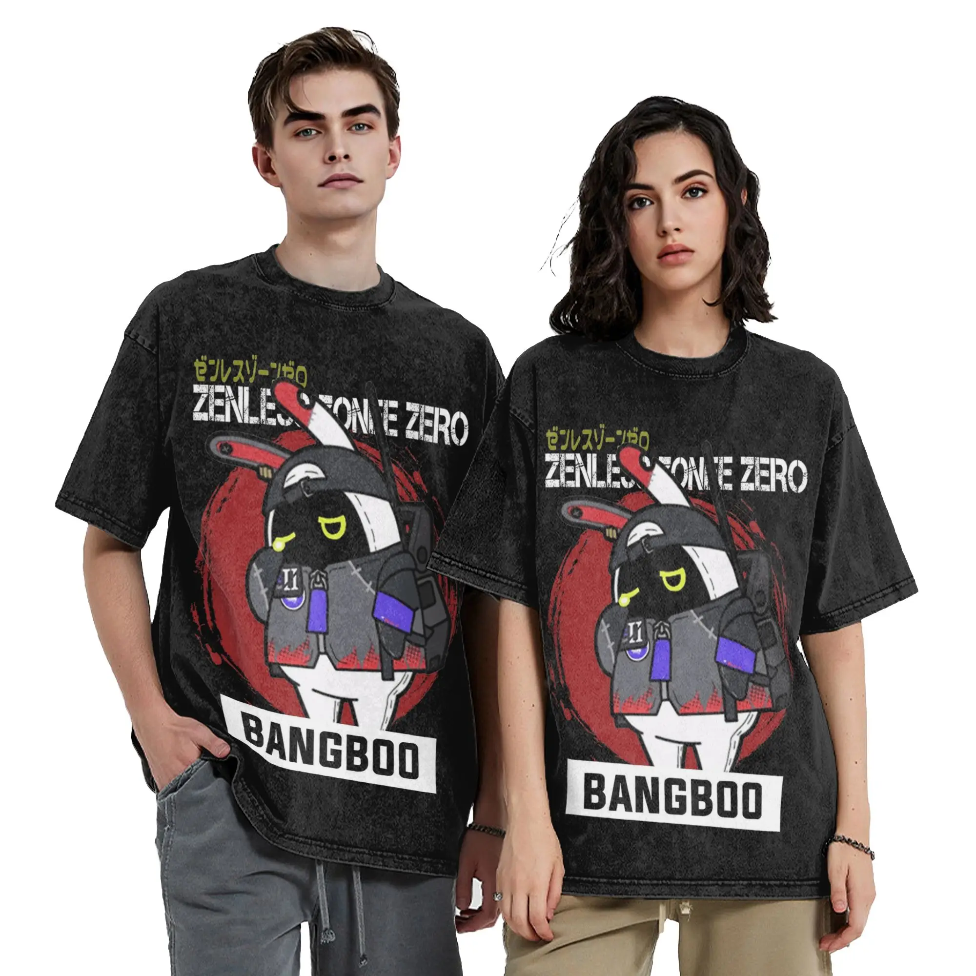 Washed T Shirts Bangboo Zenless Zone Zero Hip Hop Vintage T-Shirts Harajuku Streetwear Short Sleeve Tops Tee Shirt for Men Women