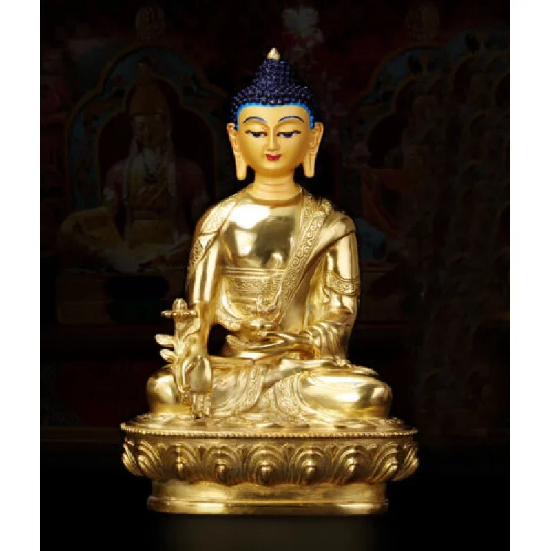 8 Inch Buddhism Hand Painted Bronze Gilded Buddha Buddha Bodhisattva Old Statue