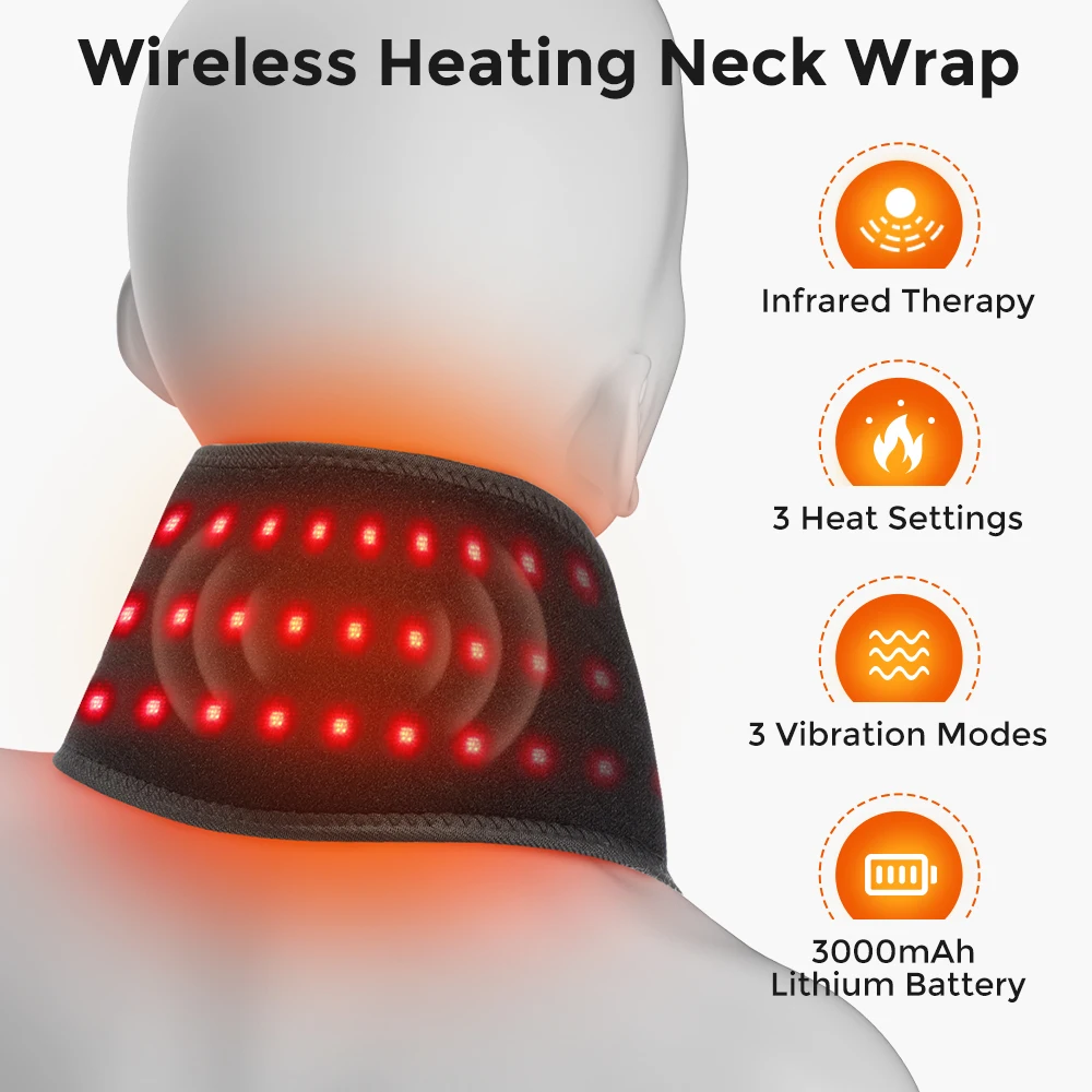 

Heating Neck Protector 36pcs LED Beads 660&850nm Vibration Massage Neck Support Brace Cervical Spine Warming Brace Belt