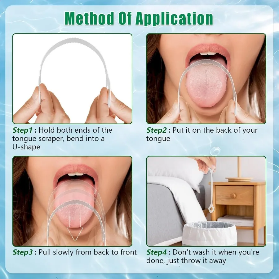 10 قطع من مكشطة اللسان البلاستيكية للبالغين وتقليل رائحة الفم الكريهة وتعزز التنفس المنعش ومنظف اللسان المريح #4