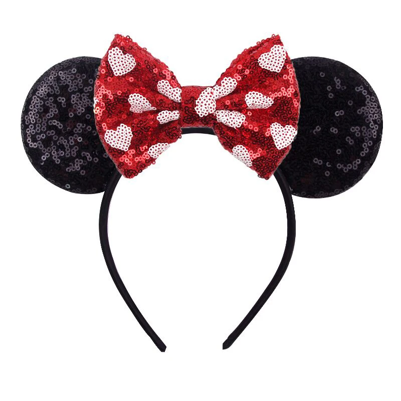 1 Stück Süßes Prinzessinnen-Haarband mit Glitzer-Schleife und Mausohren für Valentinstag-Partys, Damen-Haaraccessoires