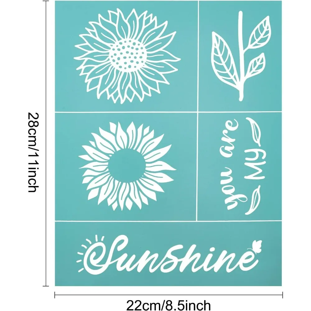 2pcs 11x 8.5 Inch Self-Adhesive Silk Screen Printing Stencil Layered Sunflower Silk Screen Stencil Sunshine Mesh Stencils