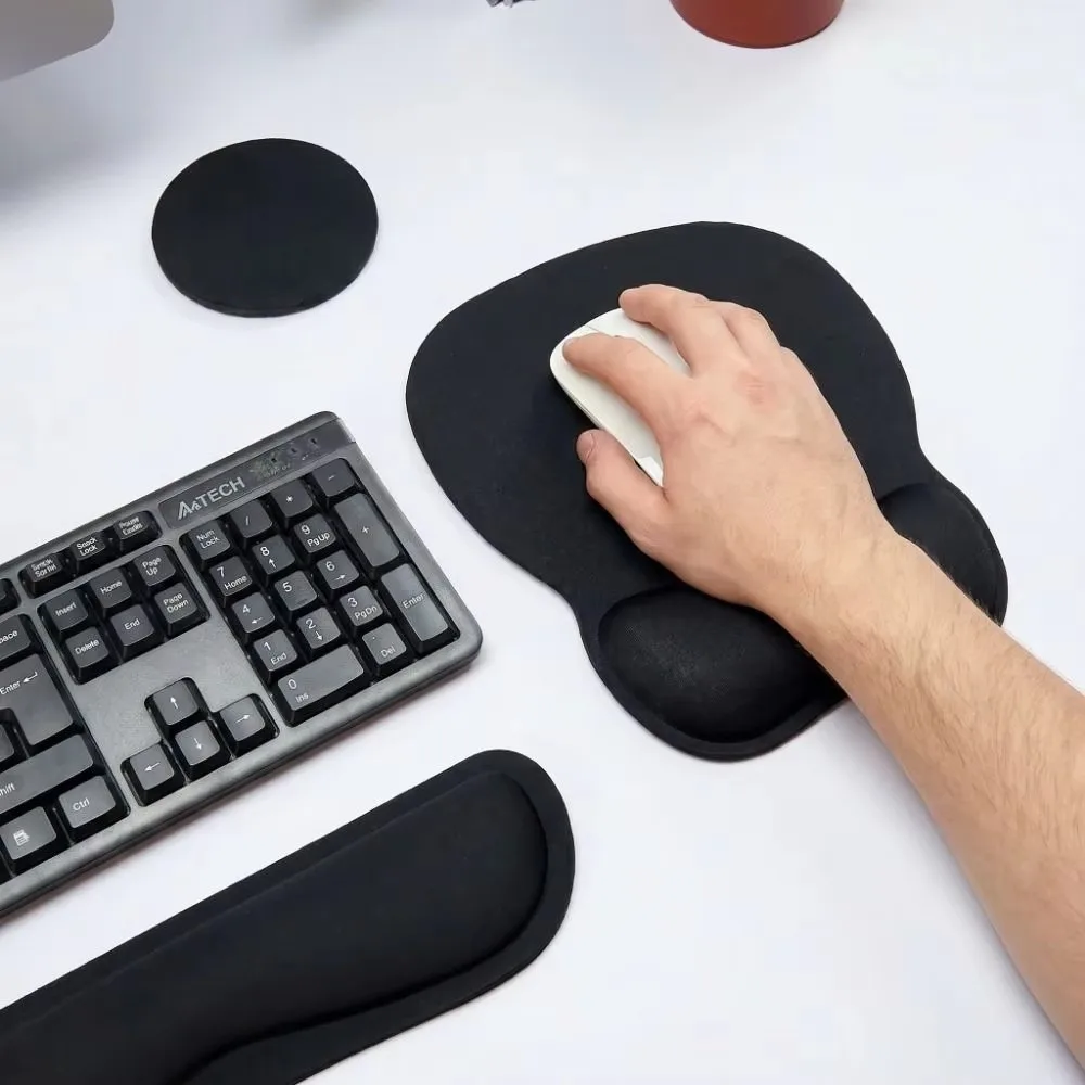 3Pcs PU Leather Keyboard Wrist Rest Set Soft Comfortable Wristband Mouse Mat Ergonomic Hand Rest Keyboard For Office Use