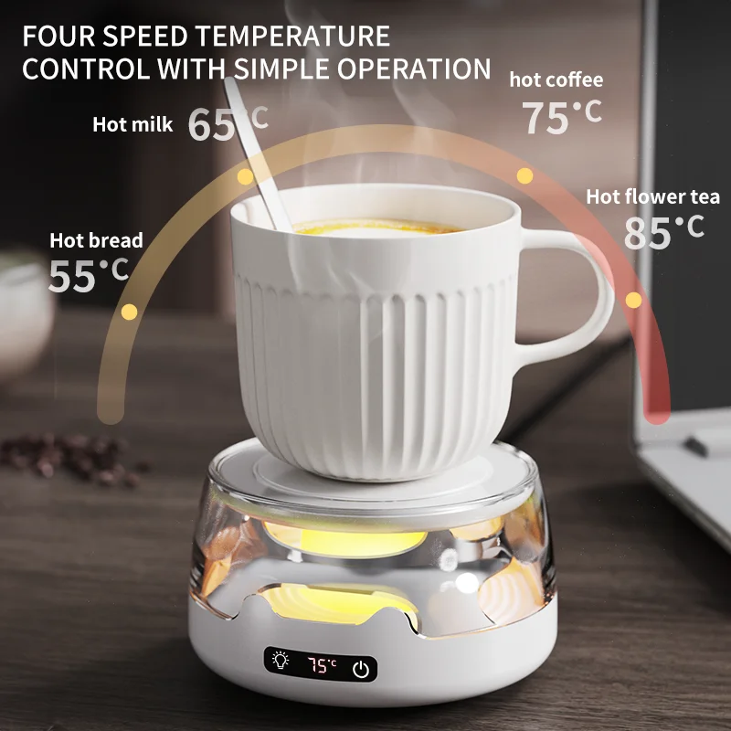 Thermostatic Heating Coaster 4-speed Adjustment Heating 55 65 75 85 Degrees Constant Temperature Colorful Warming Coaster