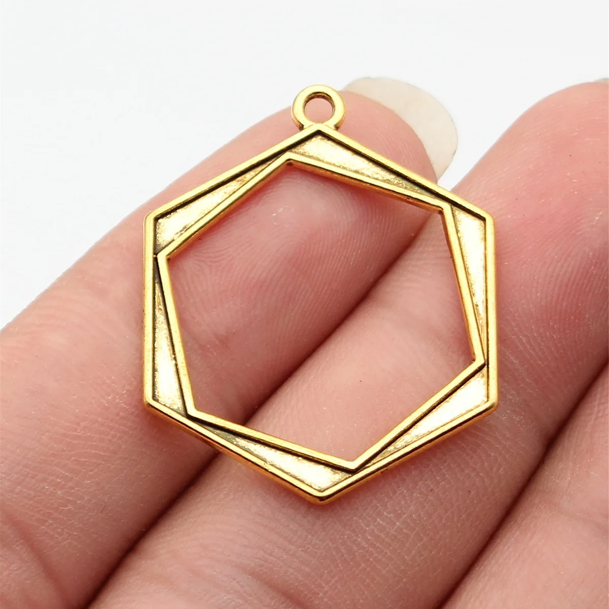 20pcs 35x27mm(1.38x1.06inch) 5 Colors Design-Conscious Hollowed-Out Geometric Hexagonal Charms Jewelry Making