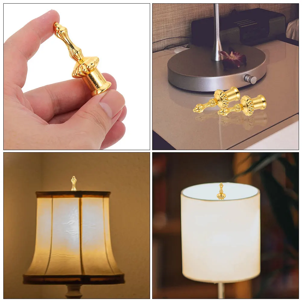 

6Pcs Iron Crystal Lamp Finial Gold Cap Decorative Replacement for Table Floor Lamp Accessories Lighting