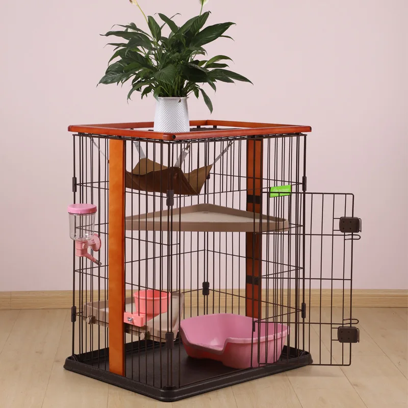 

Chuangyi solid wood small cage villa small indoor cat house wooden household cage directly from the manufacturer
