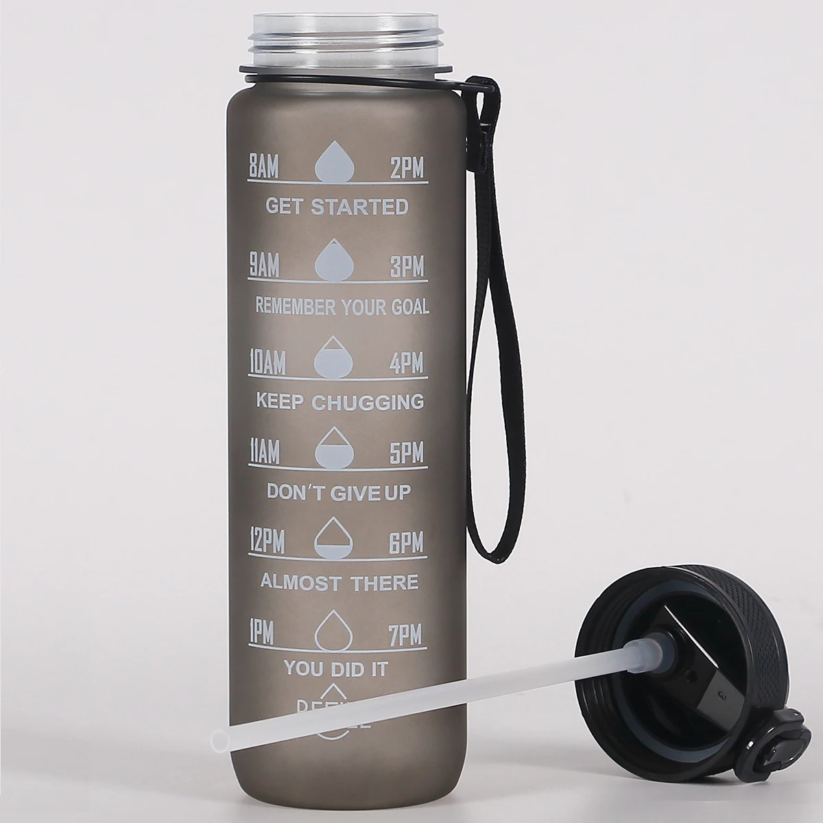 1L Water Bottle Gradient Color Motivational Sports Water Bottle with Time Marker Leak-proof Cup for Office, Gym, Outdoor