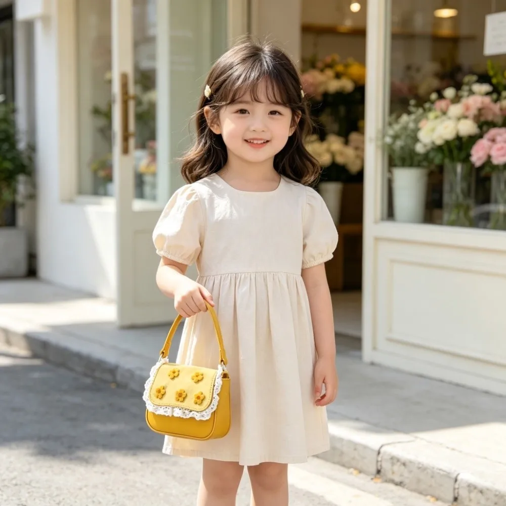 Flower Lace Decor Mini Handbag Delicate Design Mini Size Kids Shoulder Bag Small Capacity Unique Design Girls Purse For Kids