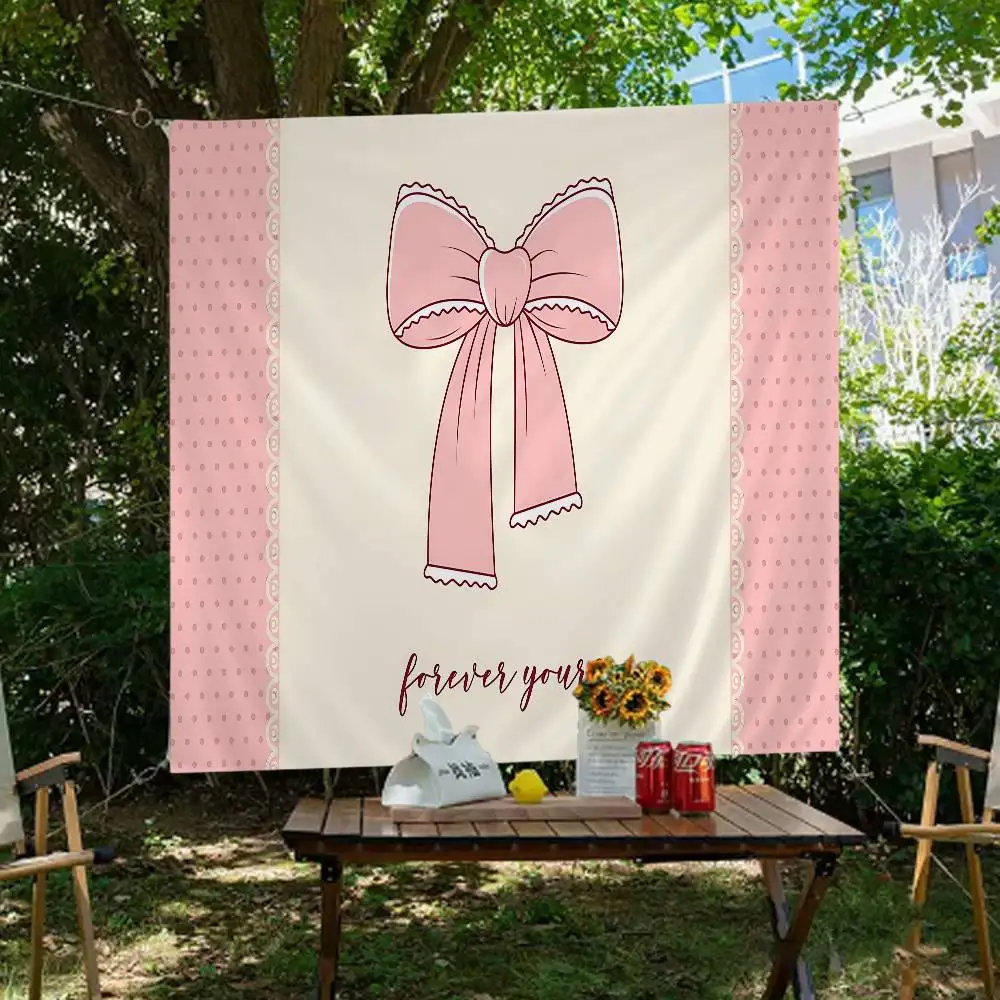Rosa S-Sweetheart-Schleife, niedliche Retro-Flaggen, mehrere Auswahlmöglichkeiten, Wohnzimmer, Studio, Stand, Innendekoration, Banner