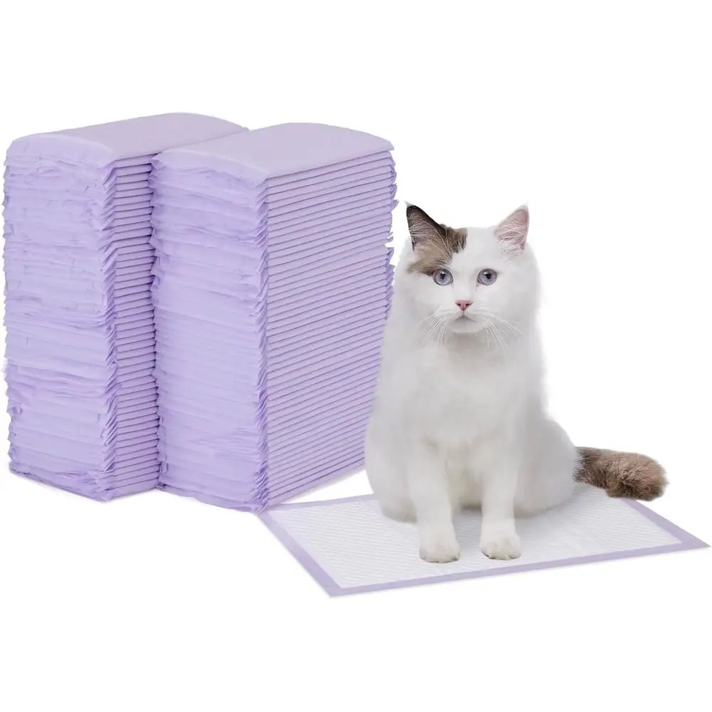 

High-Capacity Unscented Cat Pads, Odor Control, Disposable, White/Ple, 100 Pack
