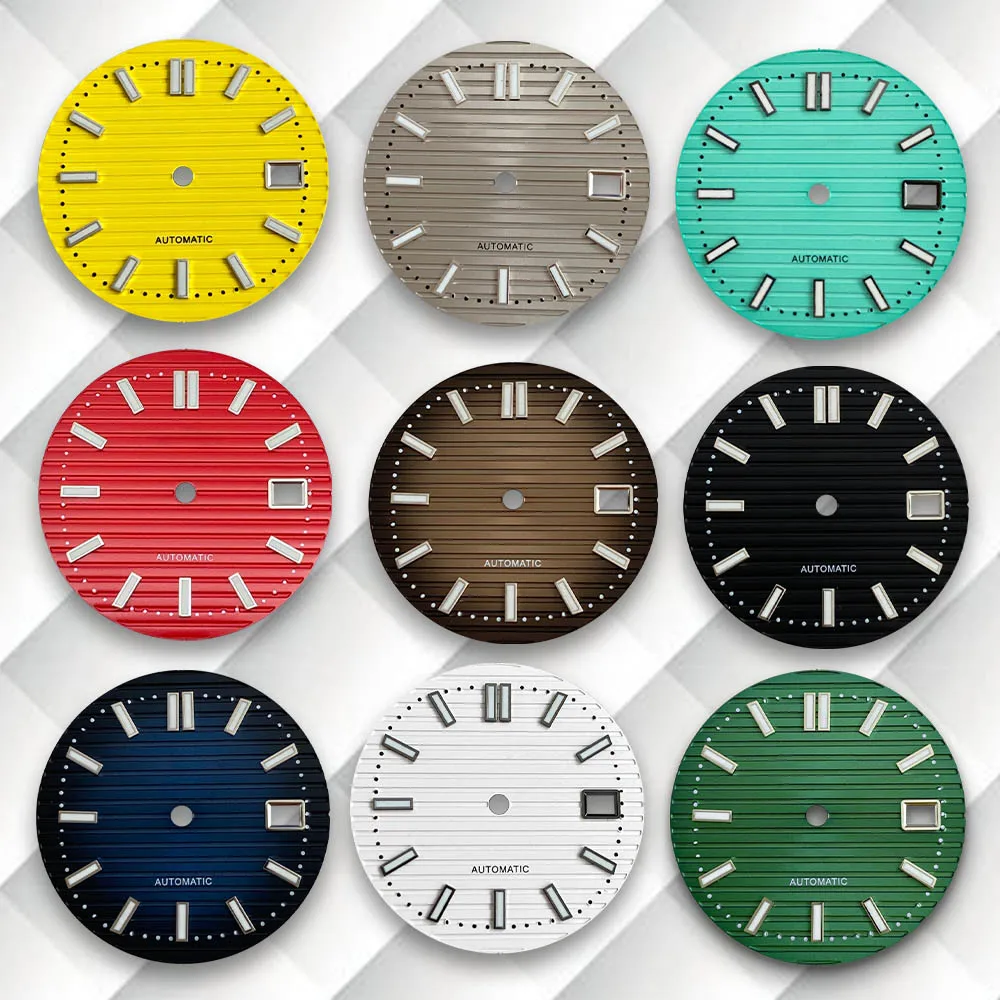 

30.5mm S Logo Stripe Dial Fit NH35/NH36/4R Movement Green Luminous Available in multiple colors Watch Modification Accessories