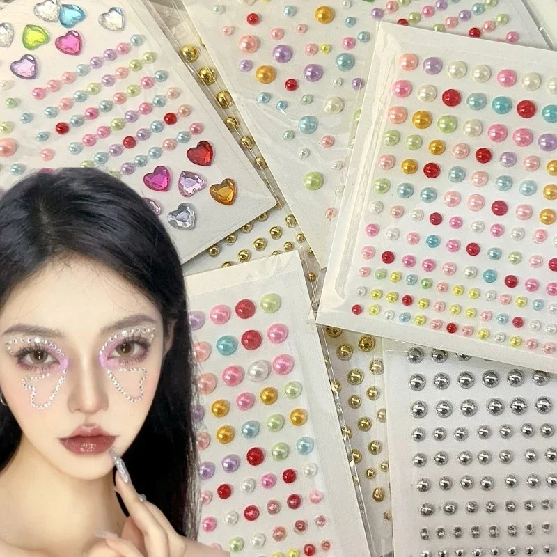 Rhinestone Acrylic Face Decoration Sticker Party Eyes Makeup Crystal Self-adhesive DIY Sticker Girls Face Diamond Tattoo Sticker