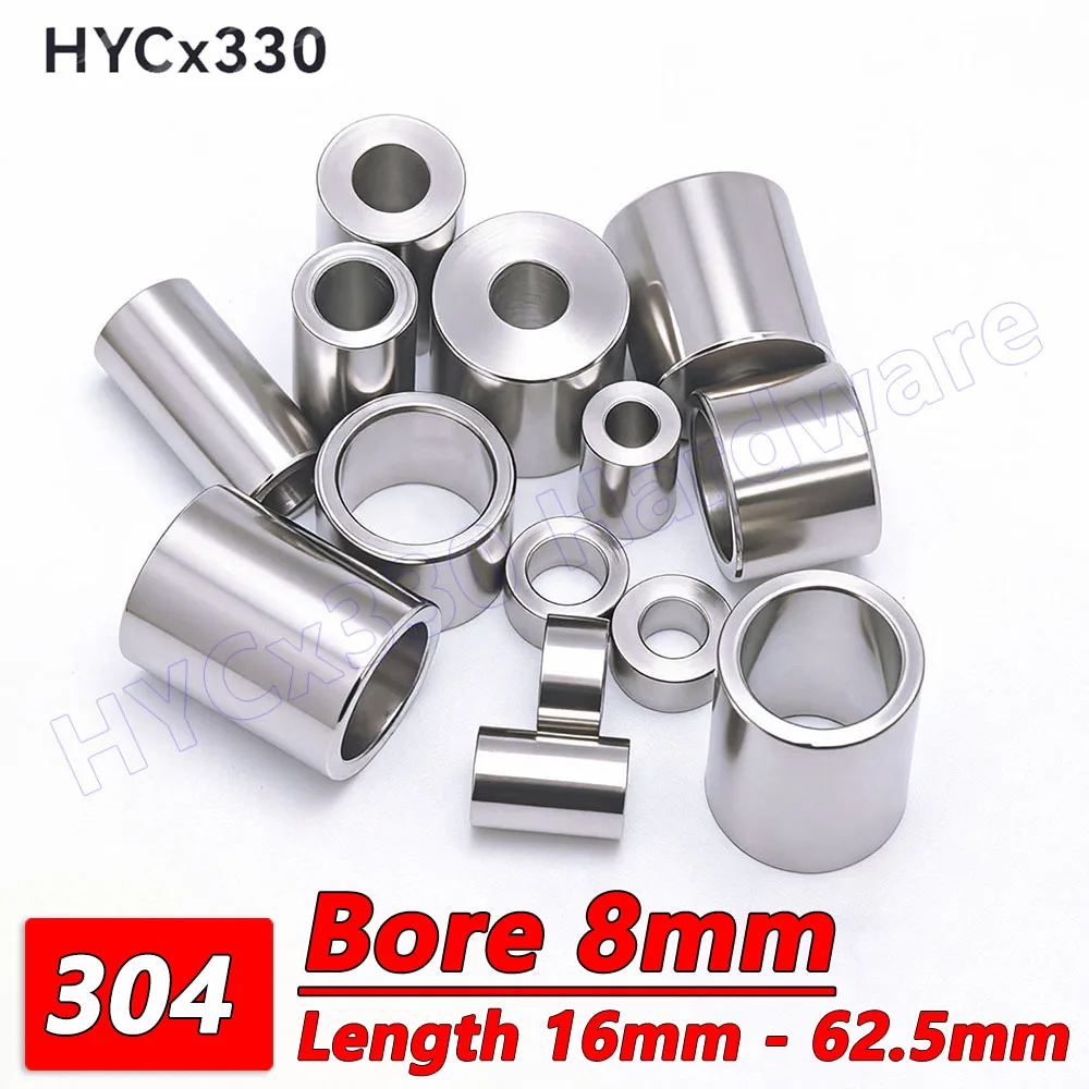 304 Stainless Steel M8 Unthreaded Standoff Spacer, Hollow Isolation Column Bushing for DIY, 16-62.5mm Length Options