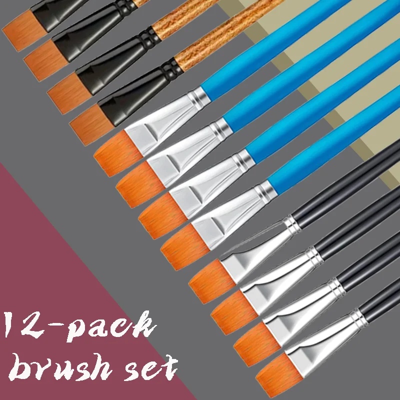 

[12/24/50pcs Painting Pen Brushes] 3 Multi-Colors Painting Pen Brushes with Blue/Black/Brown Nylon Bristles, Durable Art Brushes