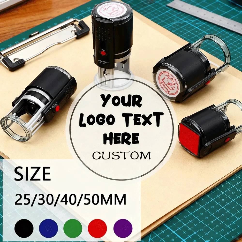 25/30/40/50 mm Logo, individueller selbstfärbender Stempel, individuelle Textstempel für DIY-Dekoration, Hochzeitseinladung, Umschlag, Business-Büro-Werkzeug
