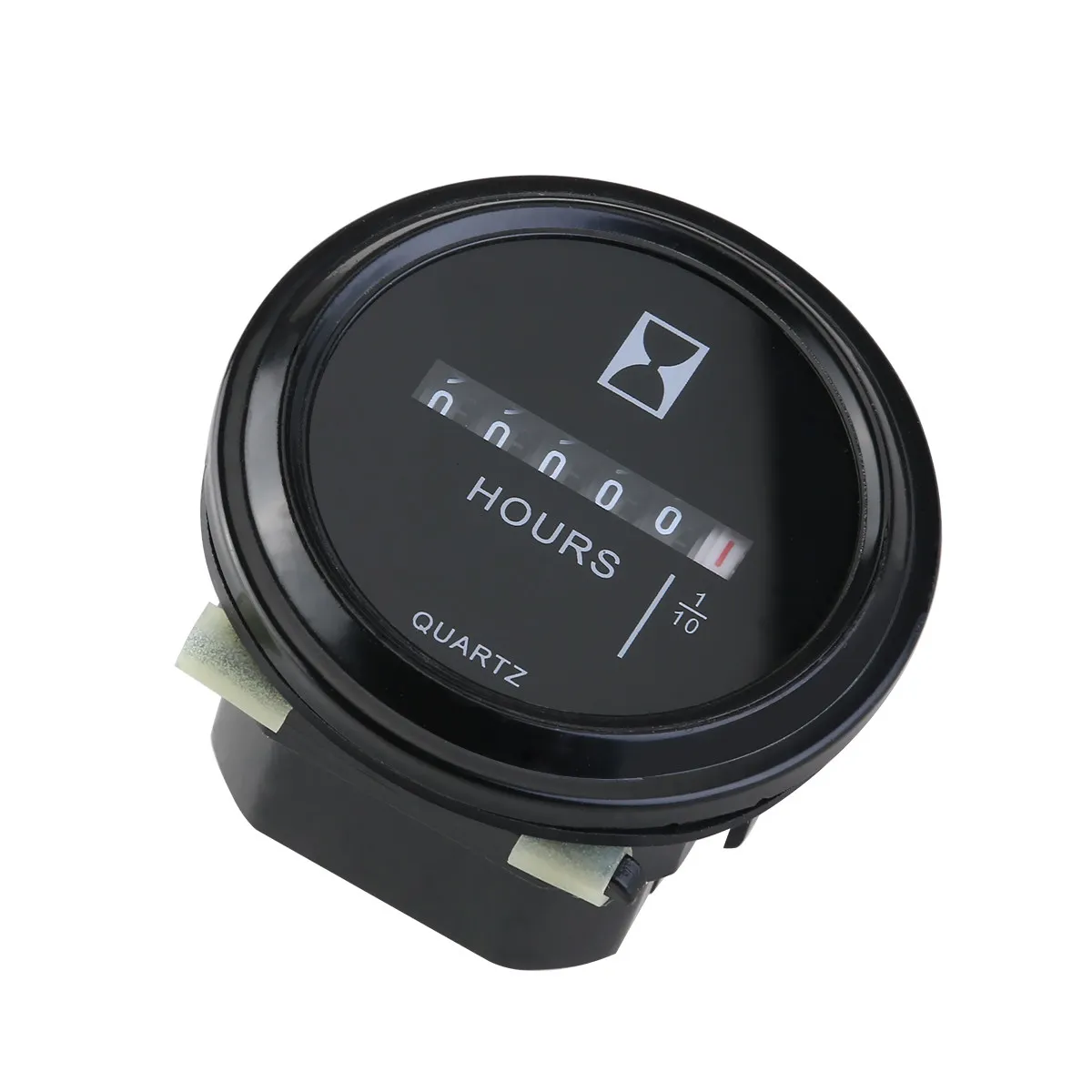 Round Quartz Hour Meter Black 10V-80V Dc Compact 2 Inch Hole Fit Generator Hour Meter Gauge for Engineering Vehicles Machinery
