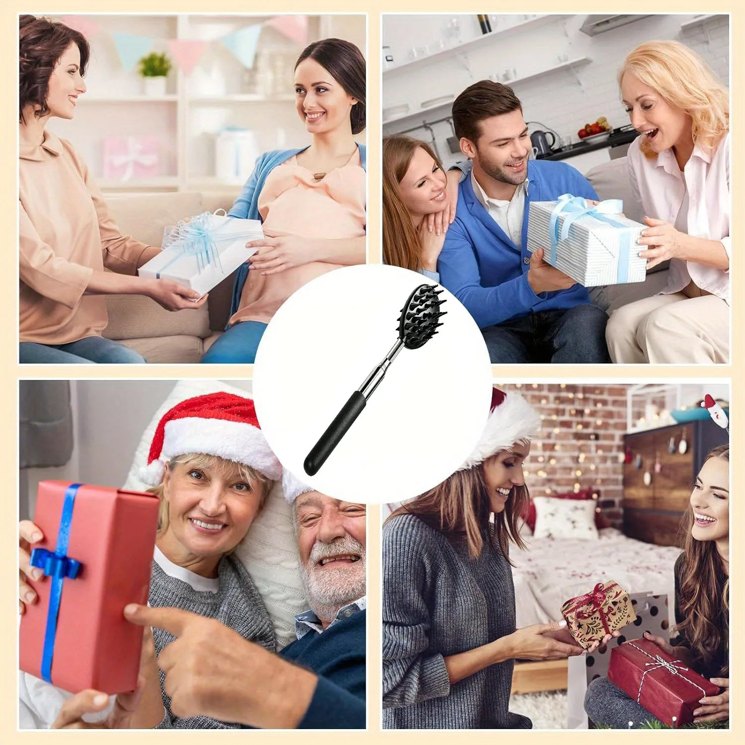 5-teiliger Kaktus-Rückenkratzer – 29 Zoll ausziehbar, 29 Kratzer, doppelseitig für Rücken & Nacken, tolles Weihnachtsgeschenk für Familie & Haustier – Detail 4