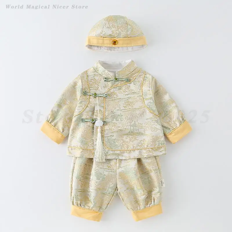 Baby Kids Tang Suit Hanfu Traditional Chinese New Year Spring Festival Costumes Newborn Birthday Gift Brocade Oriental Clothing