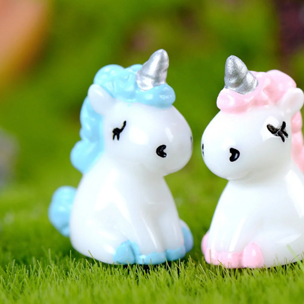 

10Pcs Mini Unicorn Resin Ornaments Miniature Landscape Garden Decoration DIY Micro Scene Plant Decor Cute Lifelike Props