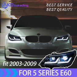 Car Styling Headlights for BMW E60   5 Series  Angel Eye LED Headlight 2003-2009 Head Lamp DRL Signal Projector Lens Automotive