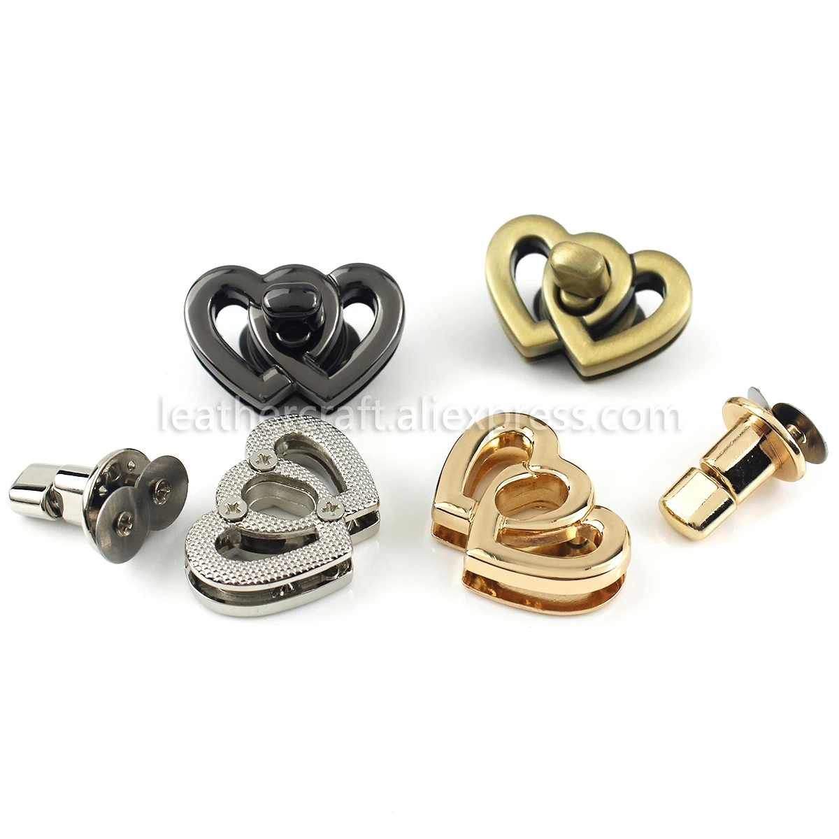 1x Metal Heart Shape Turn Lock Clasps Closure buckle Leather Craft Women Bag Purse Handbag Shoulder Closure DIY Accessories