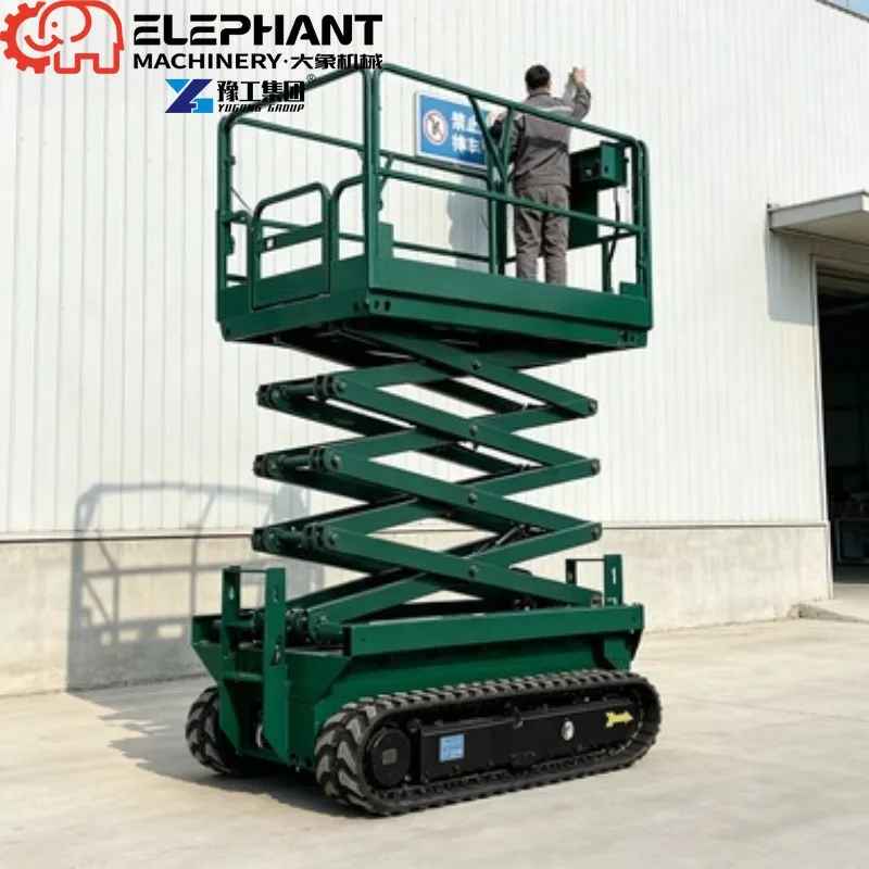 Diesel & Electric Crawler Scissor Lift Platform, 3m-20m Optional Lift Height Mobile Hydraulic Aerial Work Equipment