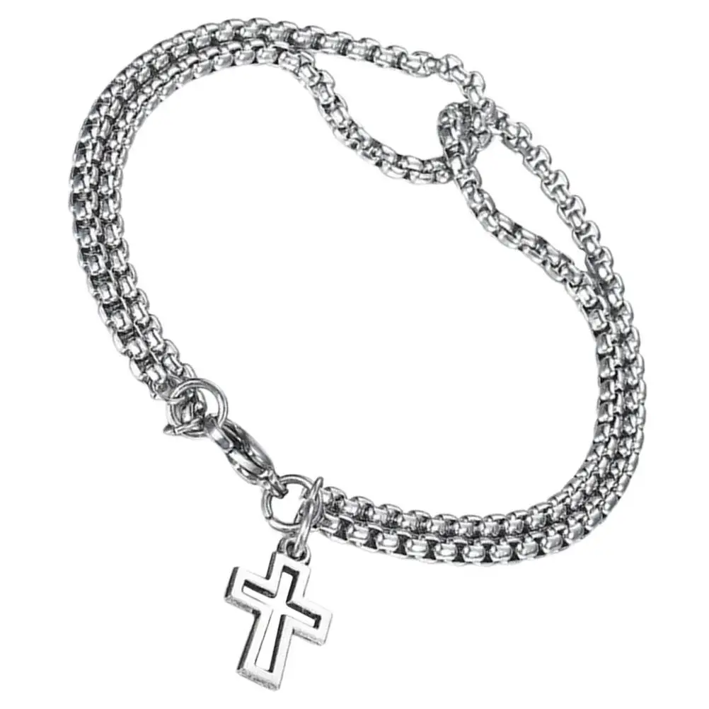 

Men Bracelet Men's Stainless Steel Bracelets for Double Chain Rope Mens
