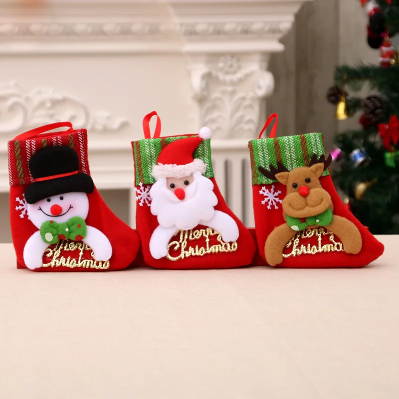 New Year Christmas Stocking Sack Xmas Gift Candy Bag Christmas Decorations for Home Natal Navidad Sock Christmas Tree Ornaments