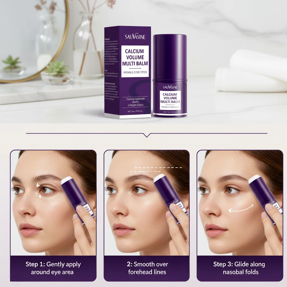 Calciumvolumen-Multi-Balsam zur Glättung feiner Linien, strafft und strafft den Augenhautstab für Unisex, hellt die Haut auf und spendet Feuchtigkeit – Detail 9