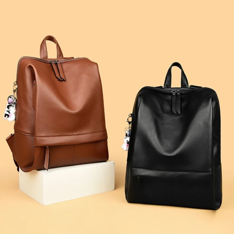 new high-end genuine leather women's backpack men's anti-theft cowhide backpack computer bag youth campus schoolbag SAC 2026