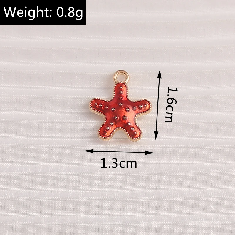 10 Stück 13x16mm Niedliche Emaille-Seestern-Anhänger für Schmuckherstellung, Ohrhänger, Halsketten, Armbänder, DIY-Bastelzubehör – Detail 1