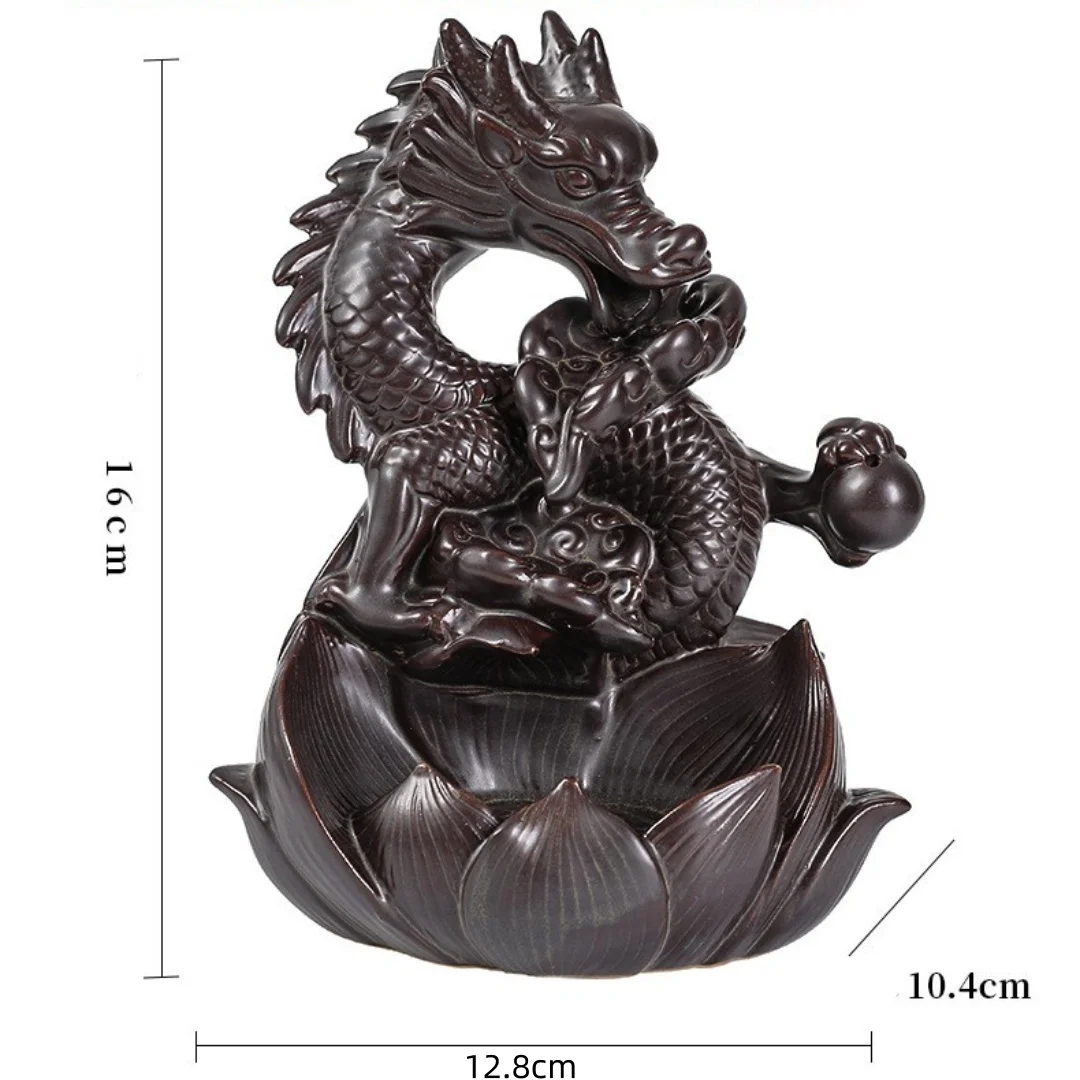 Lotus Dragon Ceramic Home Ornaments Waterfall Backflow Incense Burner Incense Stick Holder Dragon Censer