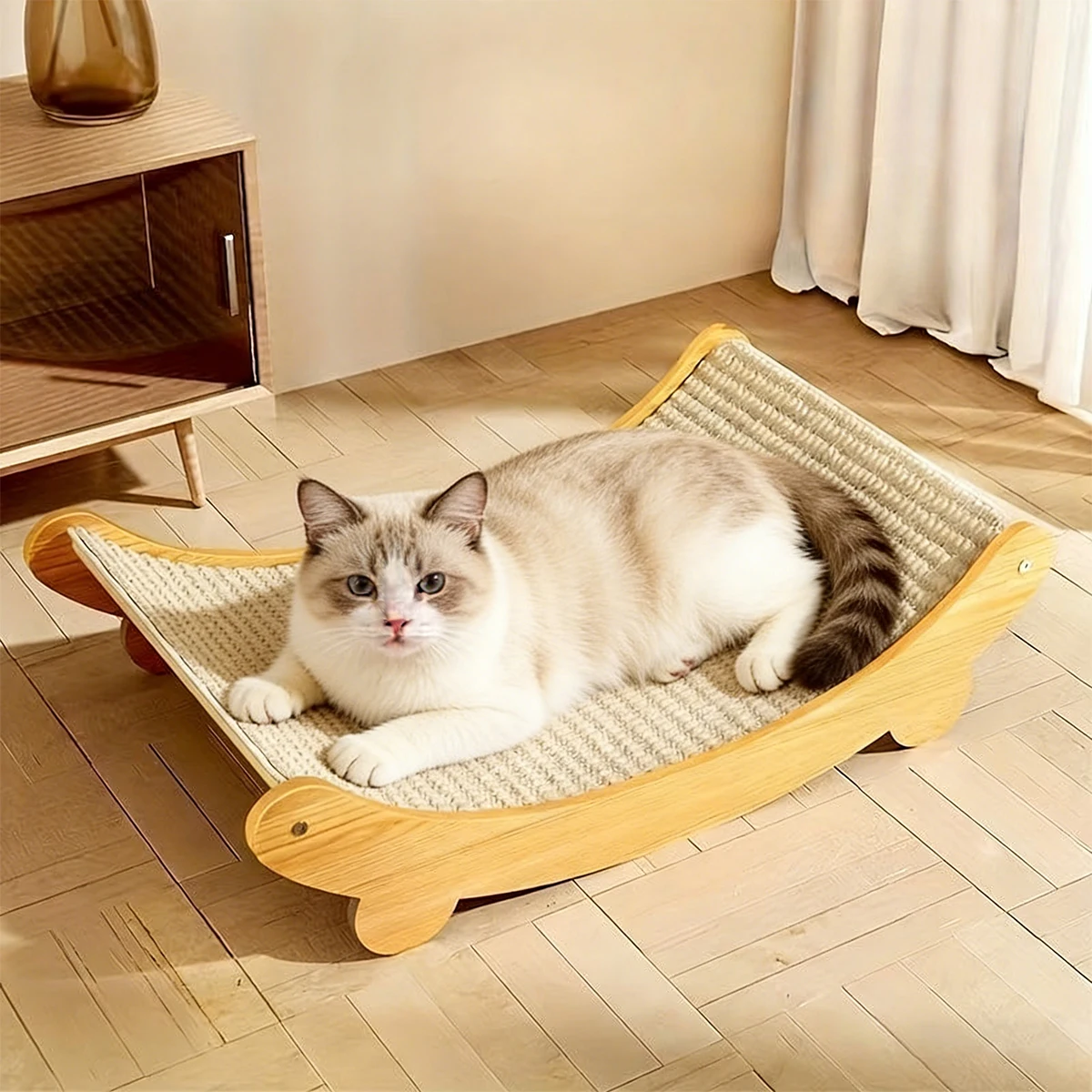 Cama y Hamaca Rascador para Gatos de Sisal Natural, Mueble Duradero para Gatos Grandes de Interior
