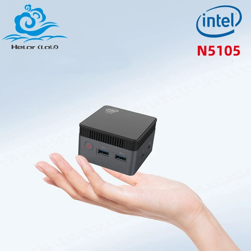 Helorpc mini pc intel celeron n5105 8gb lpddr4 128gb m.2 ssd intel ac7265 2,4g/5g wifi bluetooth 4,0 gigabit ethernet 4k 60hz