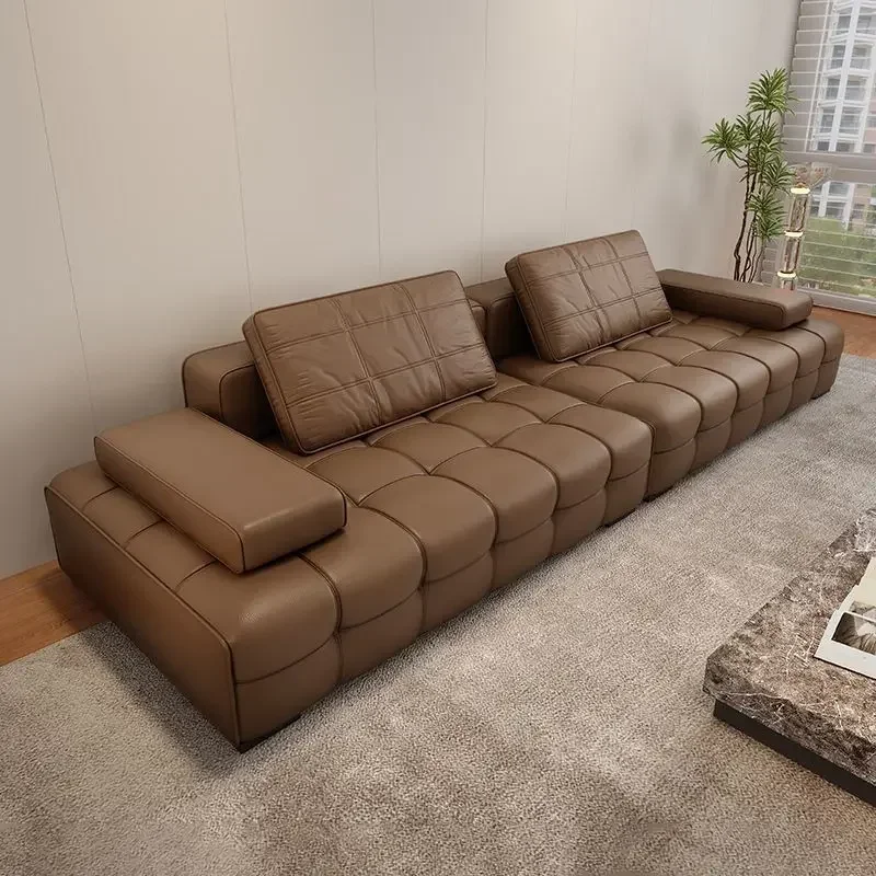 

JC Sofa Italian Light Luxury Leather Living Room Small Apartment Household Straight Row Office New العاب جنسيةللازواج