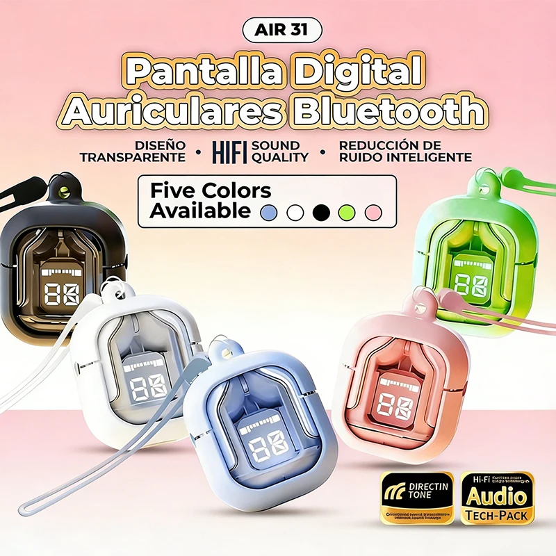 AIR31-Wireless Bluetooth-Kopfhörer mit Geräuschunterdrückung, HIFI-Stereo-Headset, Ohrhörer, Bluetooth für Xiaomi, Huawei, Air Pods