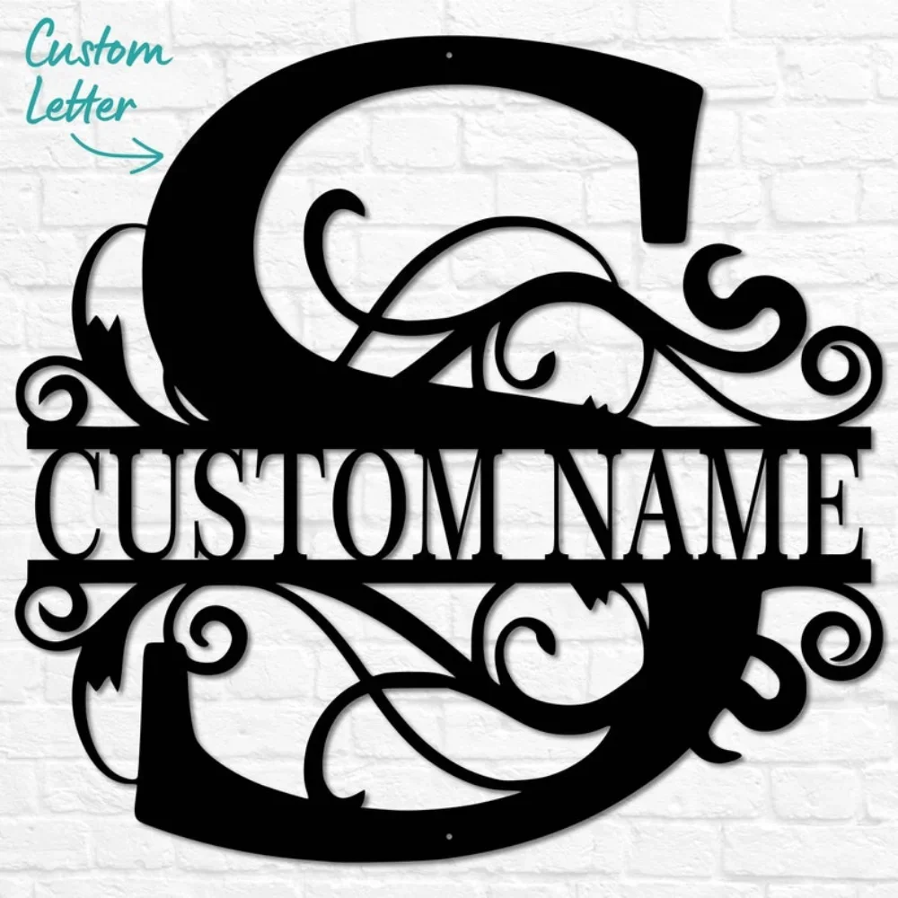 Metal Wall Art of Custom Signs. A Monogrammed Last Name Display. Personalized Family Nameplate. Custom Metal Wedding Present.