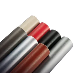 10cmx152cm Black Red Leather Grain Texture Vinyl Car Wrap Sticker Decal Film Sheet Self Adhesive sticker Interior Car Styling