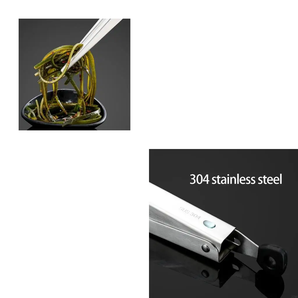 37ME Long 30cm Stainless Steel Kitchen Tongs Suitable For Camping And Home Cooking Needs