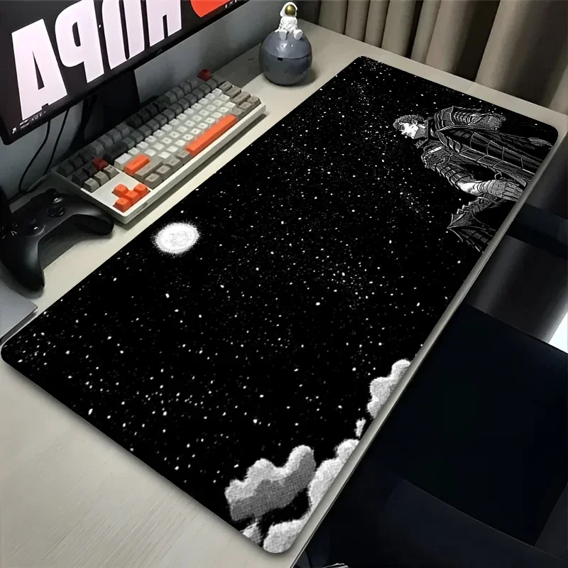 

2025Manga Moon Star Soft Desk Mat Japan Anime Mouse Pad XXL Black And White Keyboard Rug Laptop Guts Sword In B-berserk Mousepad